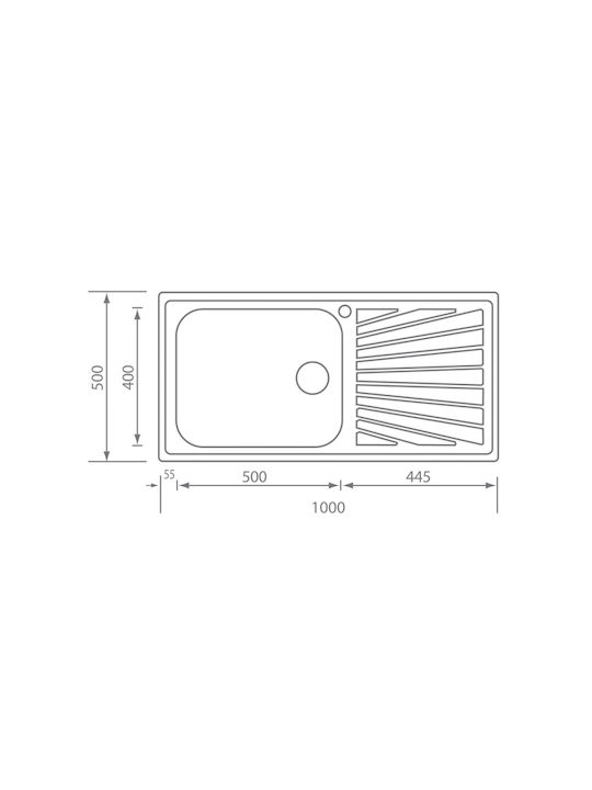 Sanitec Ένθετος Νεροχύτης Δεξιός Inox Σατινέ Μ100xΠ50cm Ασημί