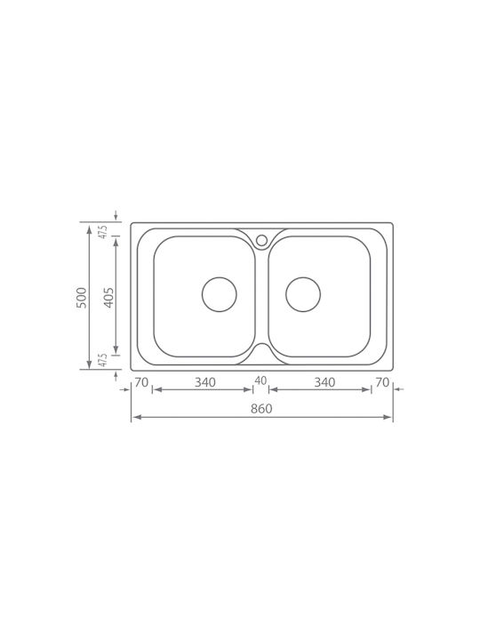 Sanitec Drop-In Spüle Inox Matt B86xT50cm Silber