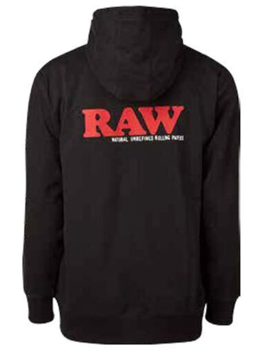 Raw Men's Sweatshirt Jacket with Hood Black