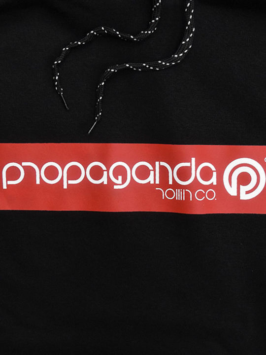 Propaganda Herren Sweatshirt mit Kapuze und Taschen Schwarz