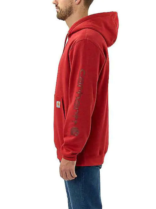 Carhartt Herren Sweatshirt mit Kapuze und Taschen Rot