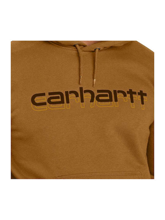 Carhartt Herren Sweatshirt mit Kapuze und Taschen Braun