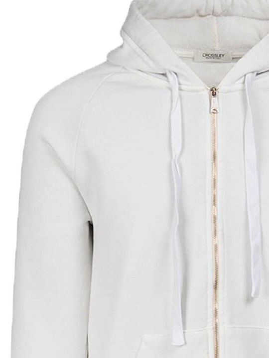 Crossley Men's Sweatshirt Jacket with Hood and Pockets White