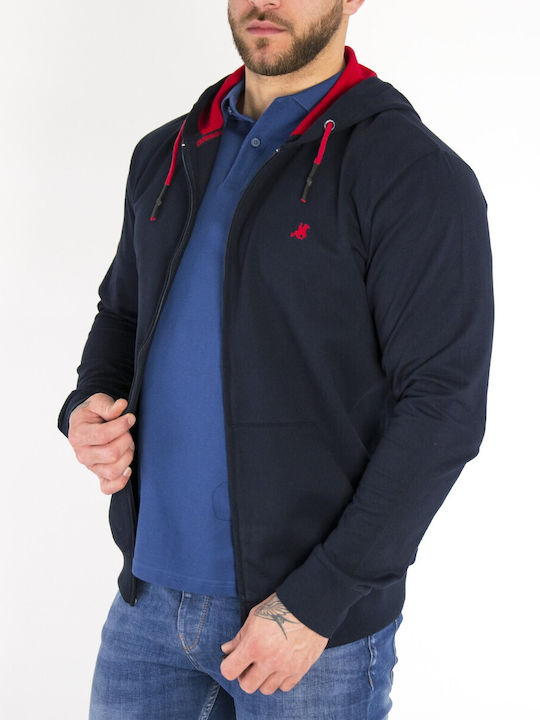 U.S.Grand Polo Club Men's Sweatshirt Jacket with Hood Blue