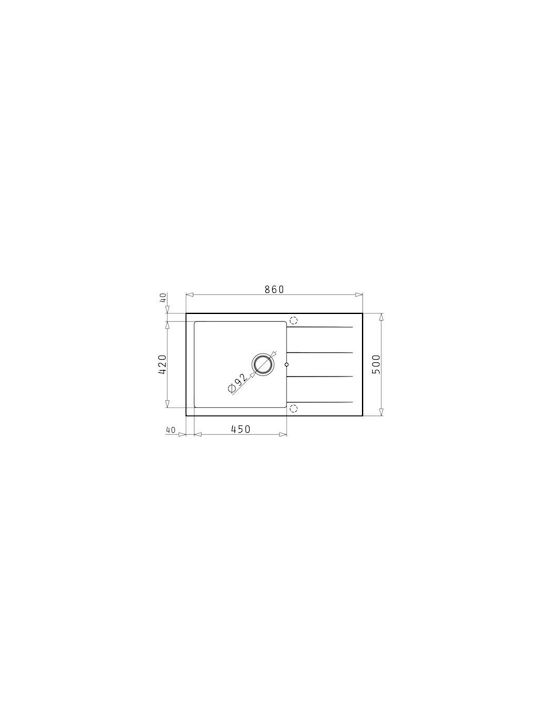 Pyramis Athlos Plus 1B 1D Drop-In Sink Synthetic Granite W86xD50cm Snow