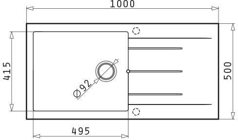 Pyramis Alazia Plus 1B 1D 079813811 Drop-In Мивка от Синтетичен Гранит Ш100xД50см Сняг