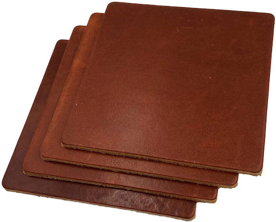 ByLeather Кръгло Сувенир Изкуствена кожа Кафяв 9см 4бр
