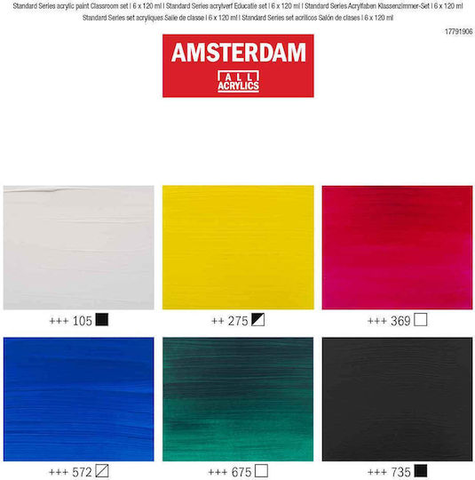 Royal Talens Amsterdam Standard Acrylic Paint Set Classroom 120ml 6Stück