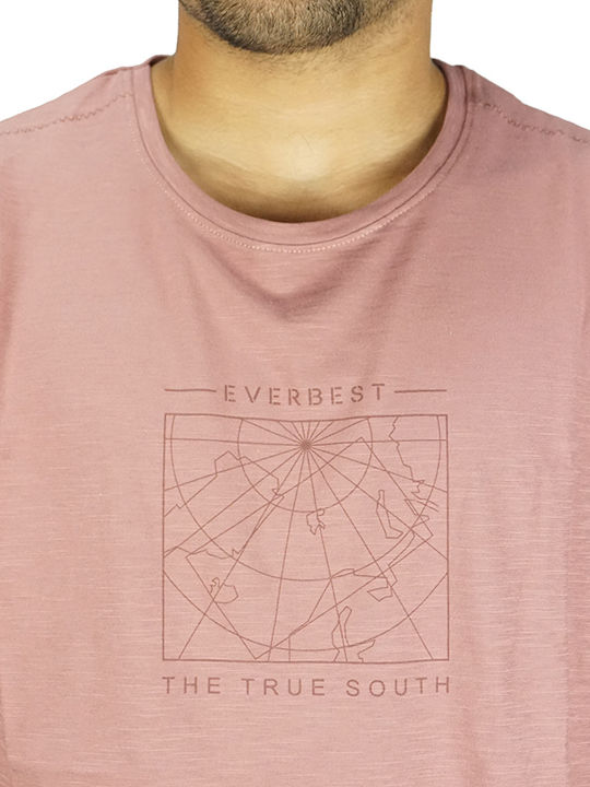 Everbest Ανδρικό T-shirt Κοντομάνικο Ροζ