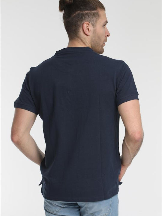 Van Hipster Men's Short Sleeve Blouse Polo Navy Blue