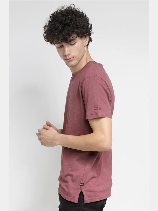 Van Hipster T-shirt Bărbătesc cu Mânecă Scurtă Burgundy