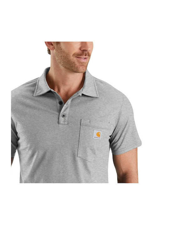 Carhartt FORCE DELMONT Ανδρικό T-shirt Κοντομάνικο Polo Γκρι