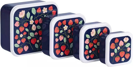 A Little Lovely Company Strawberries Plastic Kids' Lunch Set Multicolour