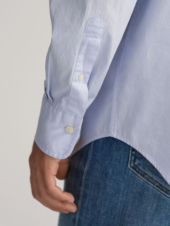 Long-sleeved Cotton Shirt Light Blue