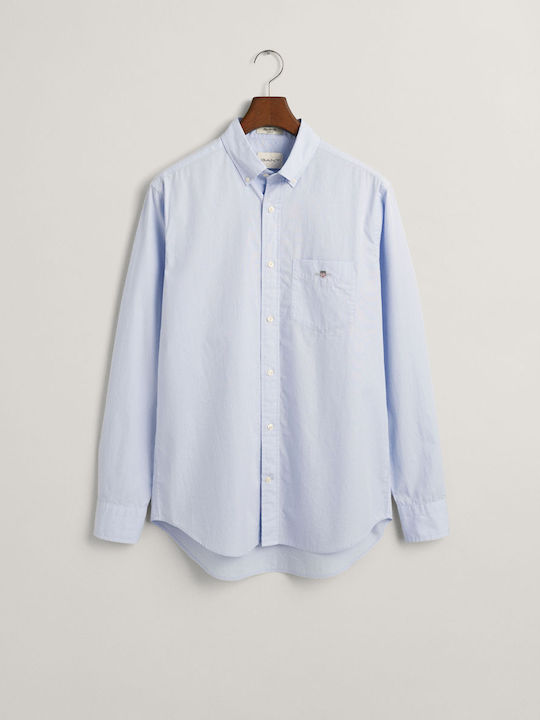 Long-sleeved Cotton Shirt Light Blue