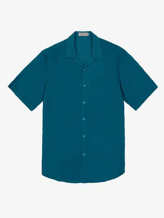 Gianni Lupo Men's Shirt Short Sleeve Petrol Blue