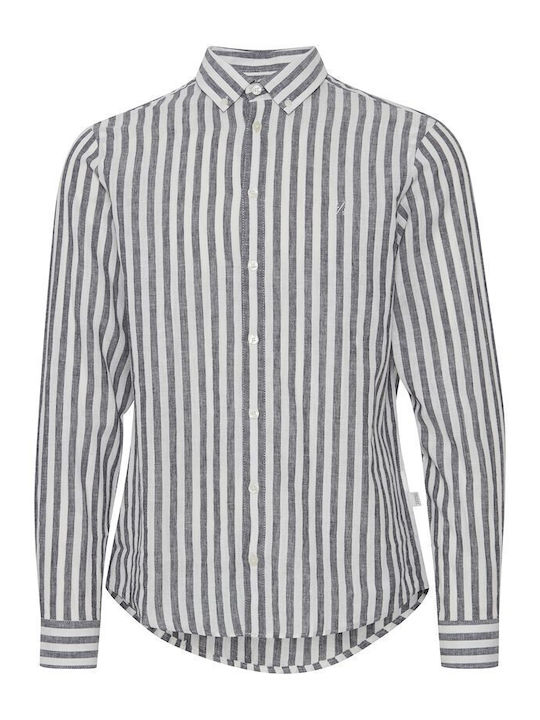 Men's Shirt Long Sleeve Linen Blue