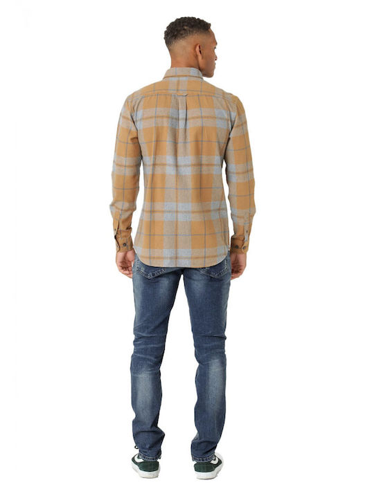 Marcus Men's Shirt Long Sleeve Checked Orange