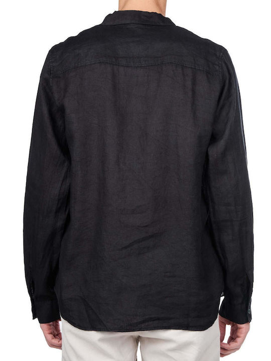 Crossley Men's Shirt Long Sleeve Linen Black