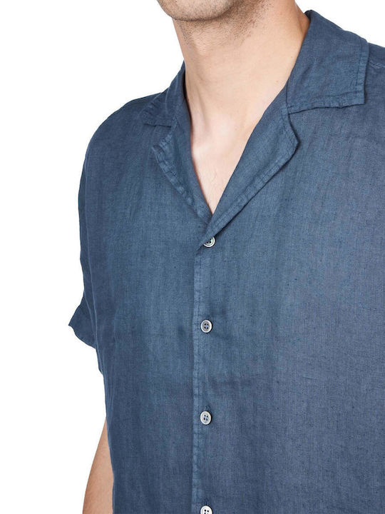 Kurzärmlig Leinen Hemd Blau