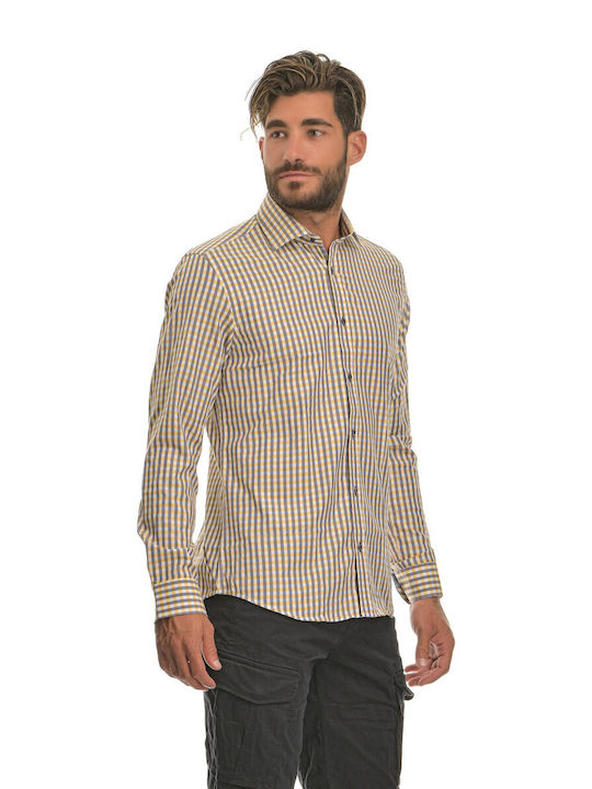 Brand'S Men's Shirt Long Sleeve Checked Yellow