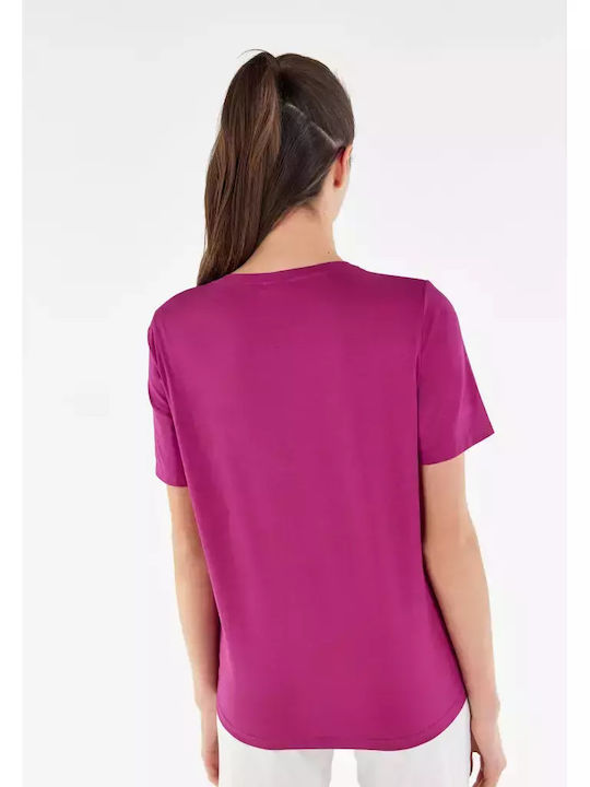 Freddy Women's T-shirt with V Neckline Fuchsia S2WBCT2-F104