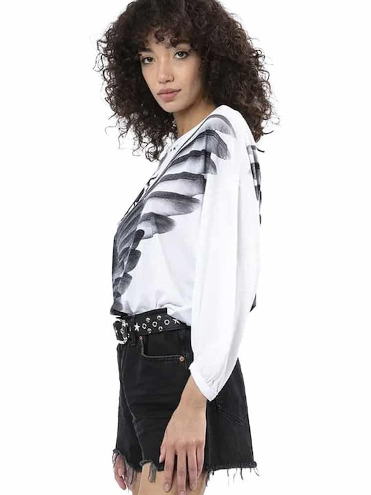 Religion Women's Blouse Cotton Long Sleeve White