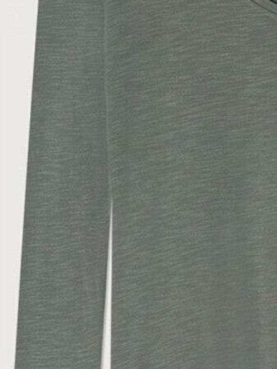 Women's Long Sleeve Sweater Woolen with V Neckline Green