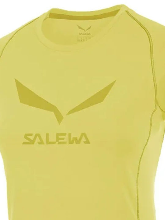 Salewa Femeie Sport Tricou Uscare rapidă Monocrom Galben