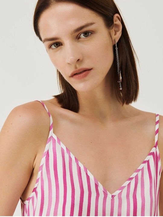 Damen Sommer Bluse mit Trägern Gestreift Rosa