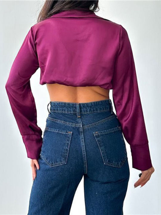 Γυναικείο Crop Top Μακρυμάνικο Ροζ