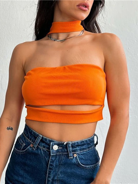 Chica Damen Crop Top Orange