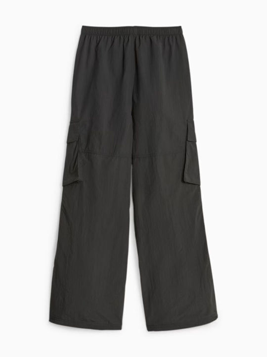 Dama Tesatura Pantaloni cu Croială Relaxată Negru