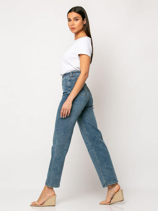 Noobass High Waist Women's Jean Trousers in Straight Line