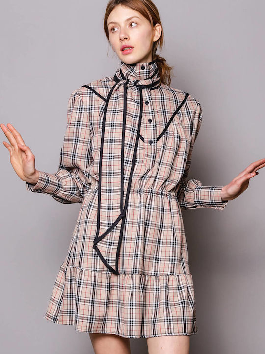 Mini Shirt Dress Dress with Ruffle Black CNQ9WB22KR