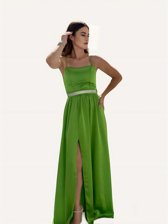 Sateen Summer Maxi Dress Green 0108202313