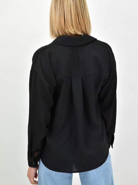 Potre Women's Monochrome Long Sleeve Shirt Black