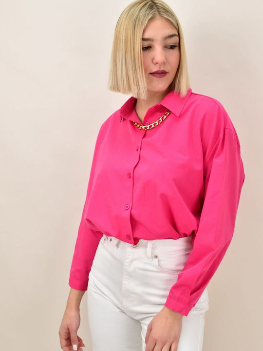 Potre Women's Monochrome Long Sleeve Shirt Fuchsia