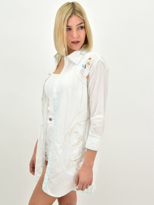 Women's Monochrome Long Sleeve Shirt White