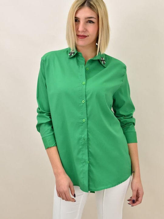 Women's Monochrome Long Sleeve Shirt Green