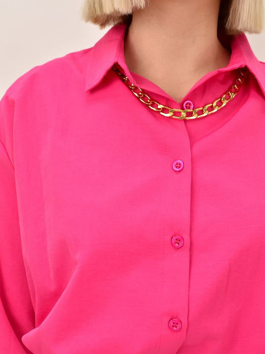 Women's Monochrome Long Sleeve Shirt Fuchsia