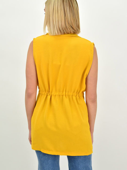 Fără mâneci Femei Cămașă Galben Monocrom