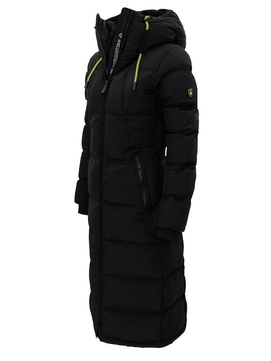 Raffle Lang Damen Puffer Jacke für Winter Schwarz