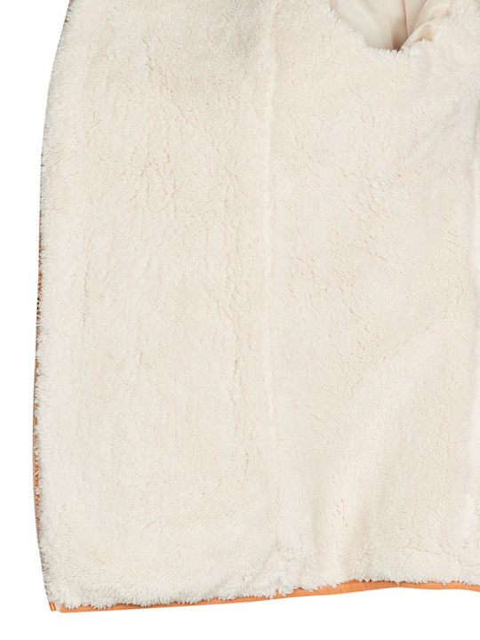 Women's Short Puffer Jacket for Winter with Hood Orange