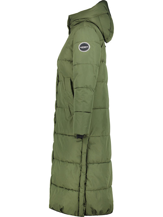 Lang Damen Puffer Jacke für Winter Grün