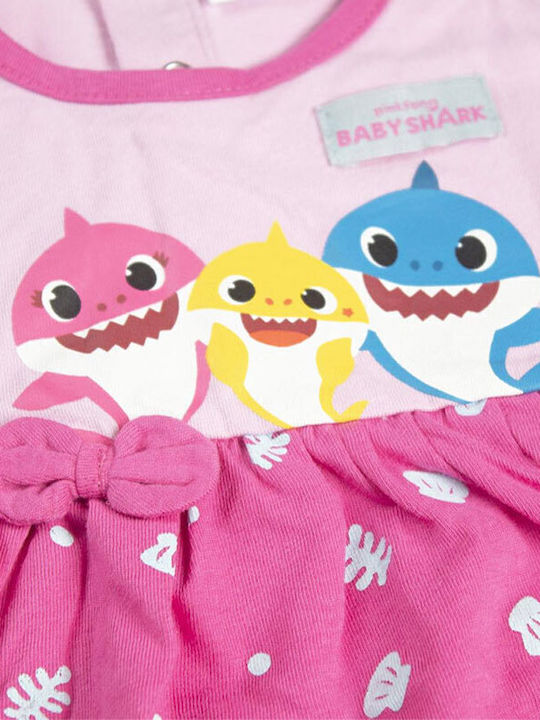 Baby Shark Mädchenkleid Ärmellos Rosa
