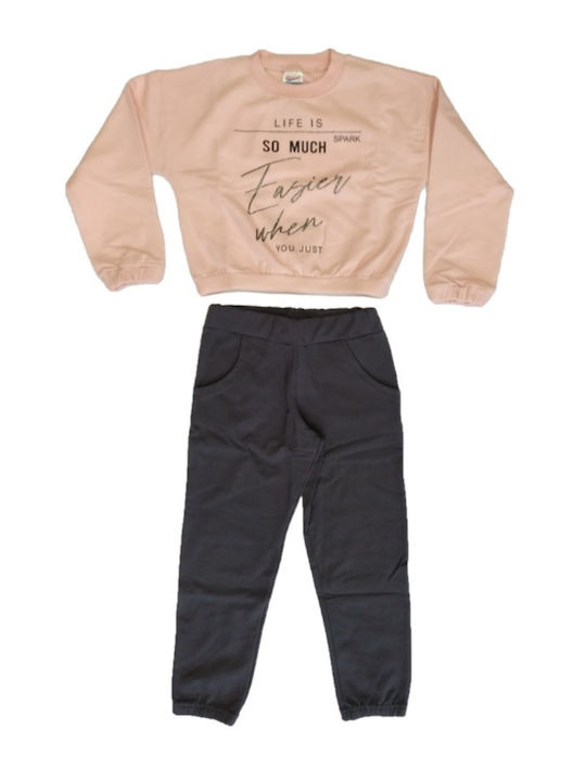 Spark Kids Sweatpants Set Pink 2pcs