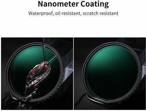 K&F Concept Variable Lens Filter Variable ND Diameter 62mm with MC Coating Multi-Coated for Photographic Lenses