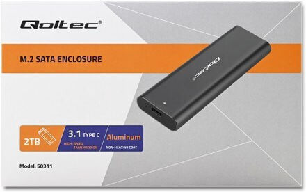 Qoltec Case for Hard Drive M.2 SATA III with Connection SATA USB 3.1 USB 3.0 USB 2.0 Serial USB 3.2 Type-C