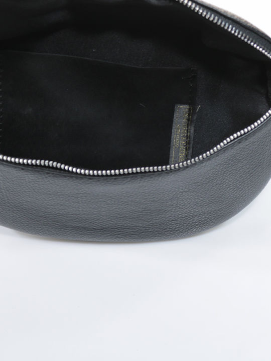 Passaggio Leather Δερμάτινη Γυναικεία Τσάντα Ώμου Μαύρη